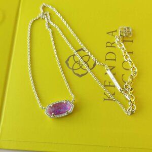 Kendra Scott Elisa Gold Fuchsia Kyocera Opal Necklace New